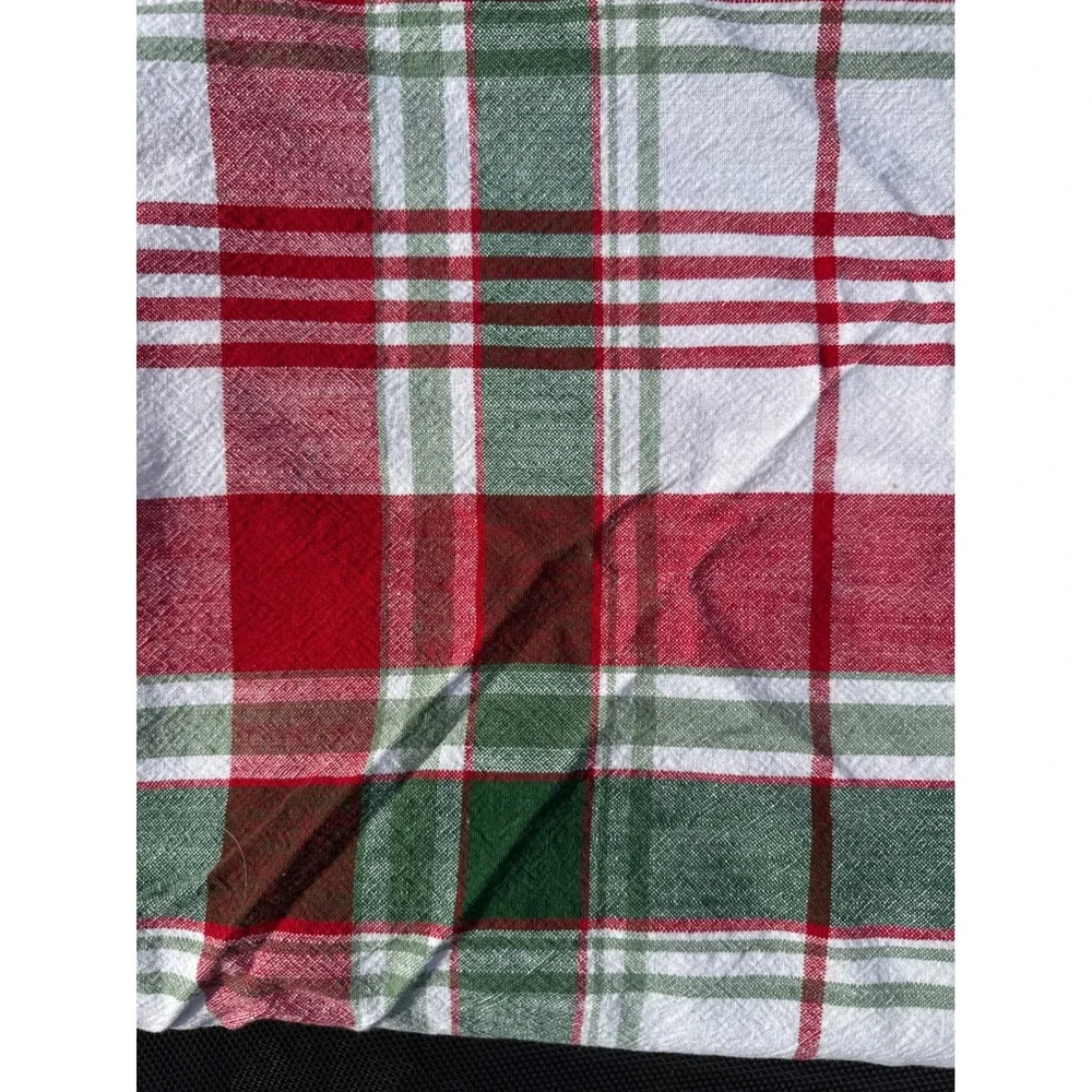 Vintage Red Green White Plaid Round‎ Tablecloth Christmas Holiday Farmhouse 68